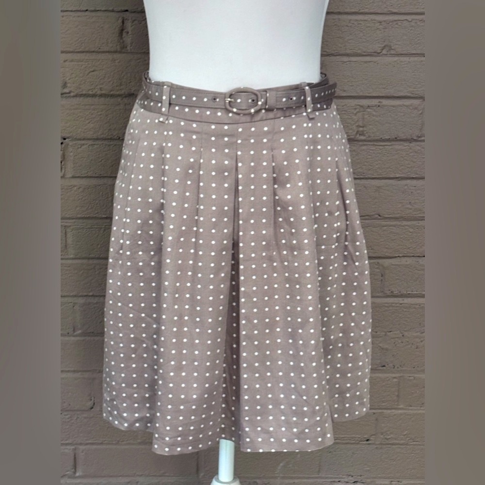 The Limited taupe & white polka dot belted skirt 2